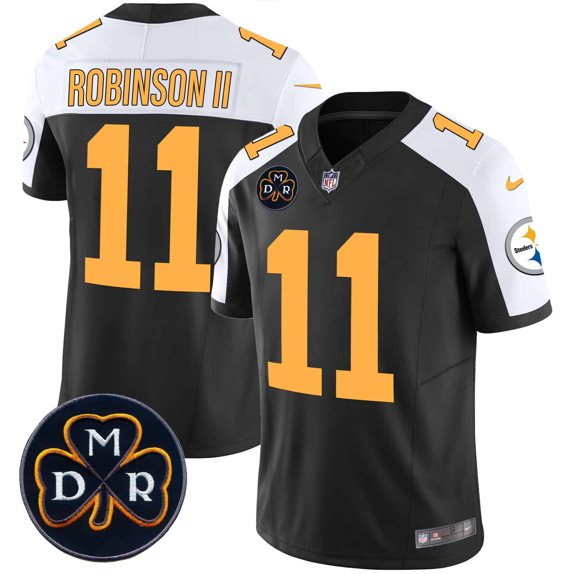 Men Pittsburgh Steelers 11 Robinson ii Black 2024 Nike DMR Patch Vapor Limited NFL Jersey